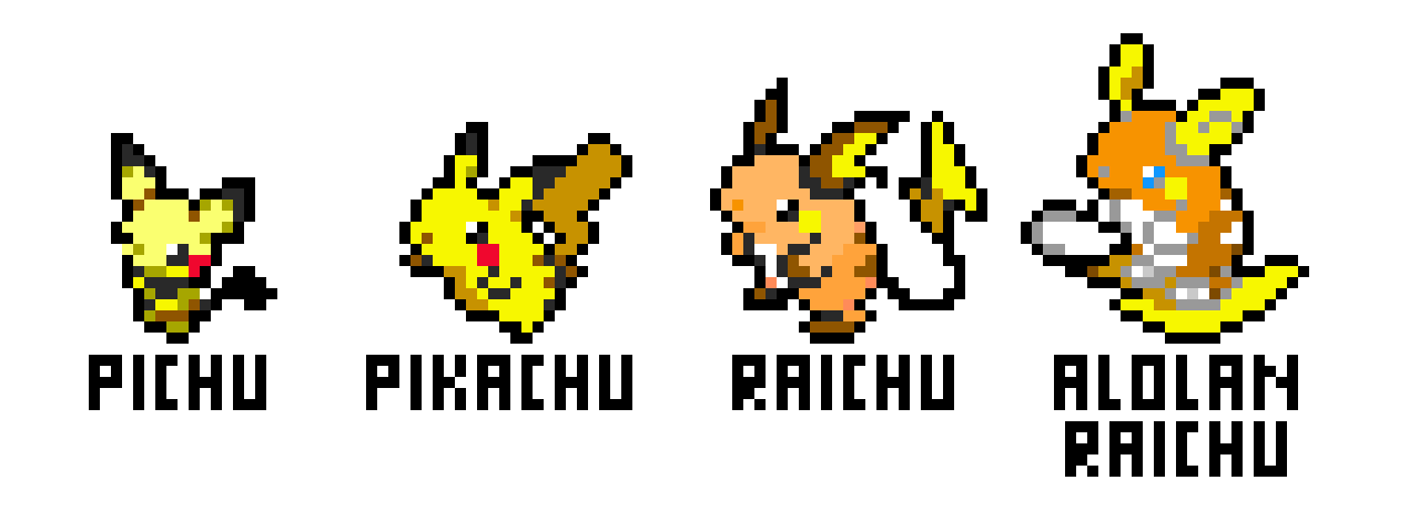 Pikachu Evolutionary Line Pixel Art Maker
