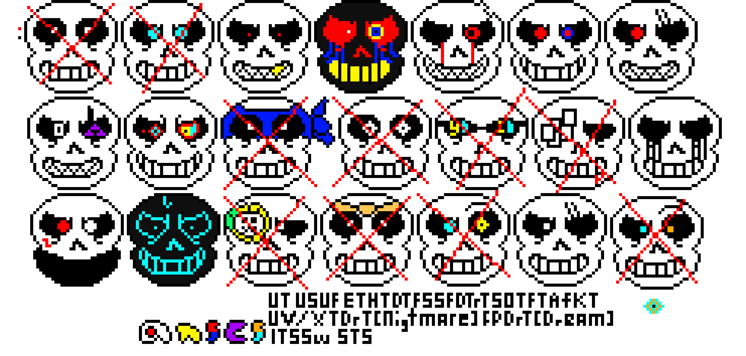 The List Of Sans Aus Heads But Its Everything Evil Pixel Art Maker